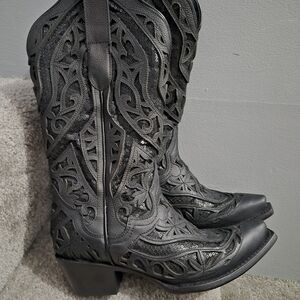 JB Dillon Black Glitter Western Cowgirl Boots JBRP4017B Womens Size 6.5B Rodeo